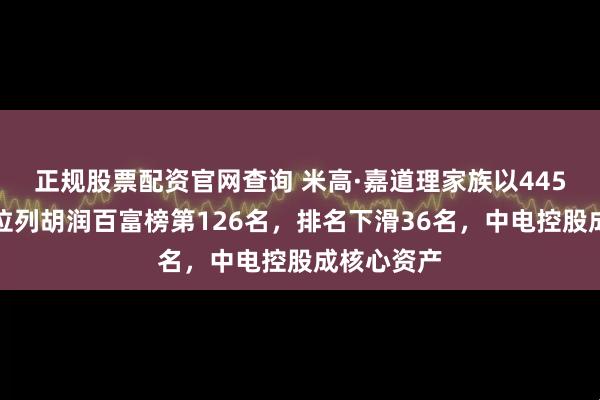正规股票配资官网查询 米高·嘉道理家族以445亿元财富位列胡润百富榜第126名，排名下滑36名，中电控股成核心资产