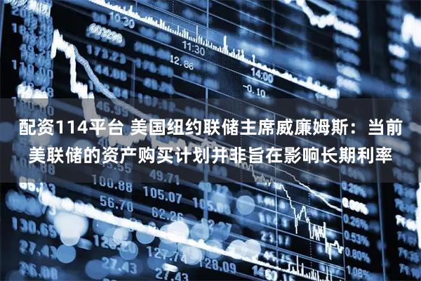 配资114平台 美国纽约联储主席威廉姆斯：当前美联储的资产购买计划并非旨在影响长期利率